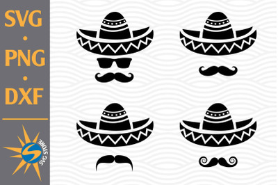 Mexico Sombrero Mustache SVG, PNG, DXF Digital Files Include