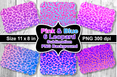Sublimation PNG Pink-Blue Leopard BG Set