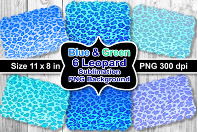Sublimation PNG Blue-Green Leopard Background