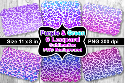 Sublimation PNG Purple-Green Leopard Background