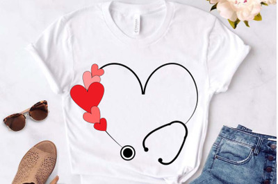 Valentine Stethoscope SVG&2C; Valentine svg&2C; Heart Stethoscope Svg&2C; Nurse