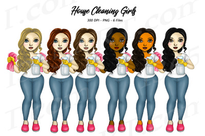 Cleaning Ladies Clipart Fashion Girl Clipart PNG Set
