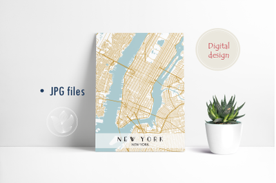 New York map, Jpg files, city map printable