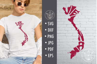 Vietnam svg cut file&2C; Lettering design in map shape