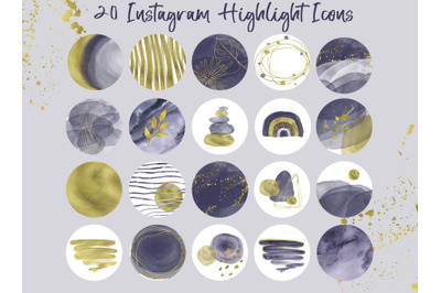 Abstract watercolor Highlight Icons Modern  Instagram Covers gold