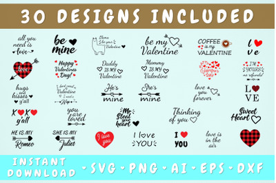 Valentine&#039;s Day SVG Bundle - 30 Designs