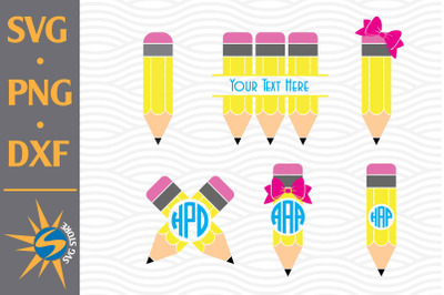 Pencil Monogram SVG&2C; PNG&2C; DXF Digital Files Include