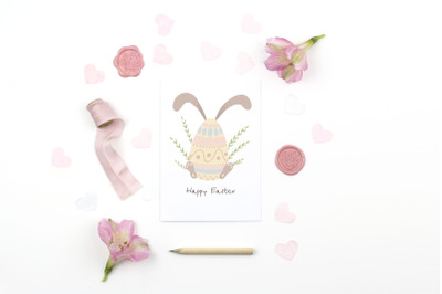 Easter image of cute rabbits. Easter cards, stickers, prints