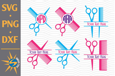 Scissors Comb Monogram SVG&2C; PNG&2C; DXF Digital Files Include