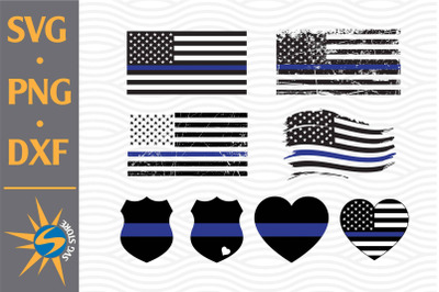 Police Thin Blue Line SVG, PNG, DXF Digital Files Include