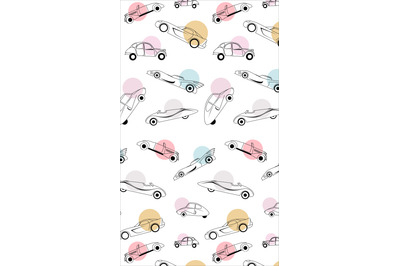 Vector car. Stylized collectible car. Line and spot. Fashionable print