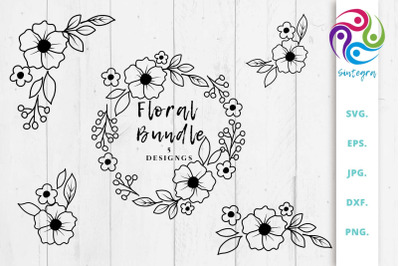 Floral Bundle Svg&2C; Flower Wreath Svg