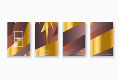 Luxurious and rich cover vector illustration set, golden foil and gold