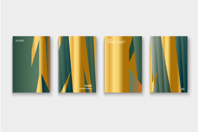 Luxurious and rich cover vector illustration set, golden foil and gold