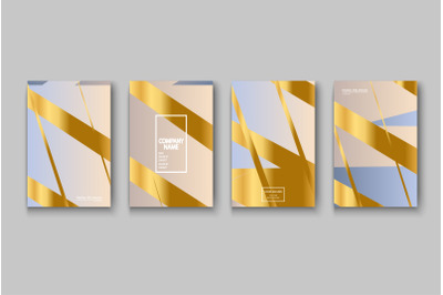 Luxurious and rich cover vector illustration set, golden foil and gold