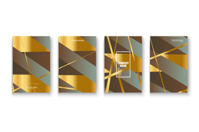 Luxurious and rich cover vector illustration set, golden foil and gold