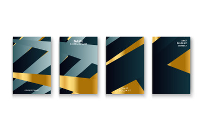 Luxurious and rich cover vector illustration set, golden foil and gold