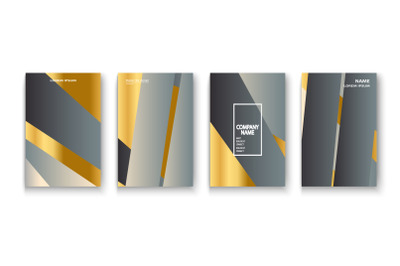 Luxurious and rich cover vector illustration set, golden foil and gold