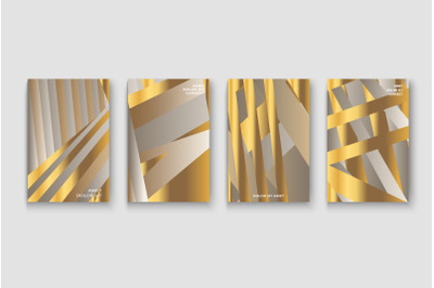 Luxurious and rich cover vector illustration set, golden foil and gold