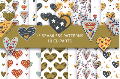 Valentine Love Patterns and Cliparts