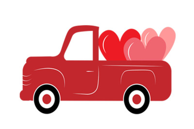Valentine truck SVG, Valentine svg, Valentine red truck Svg, red old t