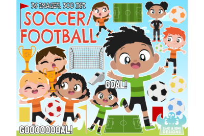 Soccer/Football Clipart - Lime and Kiwi Designs