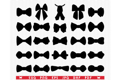 SVG Bow ties&2C; Black Silhouettes&2C; Digital clipart