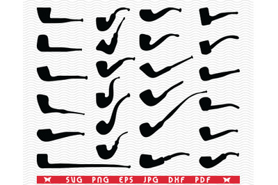 SVG Tobacco pipes&2C; Black Silhouettes&2C; Digital clipart