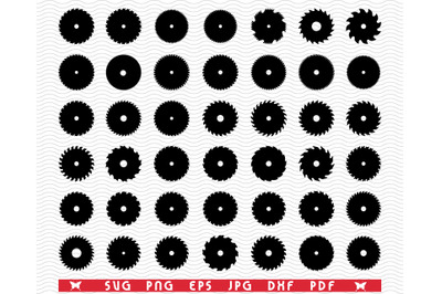 SVG Circular Saw Blades, Black Silhouette, Digital clipart