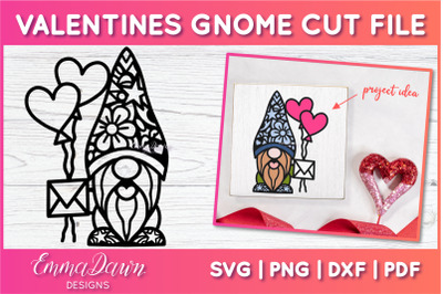 Gnome SVG | Valentine&#039;s Day Zentangle Cut File
