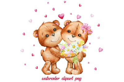 Cute Valentine&#039;s Day Teddy Bears with Heart Sublimation File, Love, Va