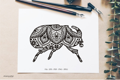 Insect Mandala Vector Line Art Style