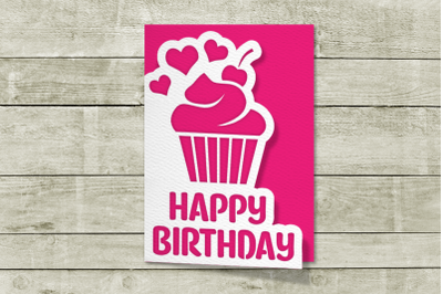 Layered Papercut Birthday Card with Cupcake | SVG | PNG | DXF | EPS