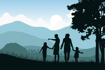 family silhouette, simple vector illustration