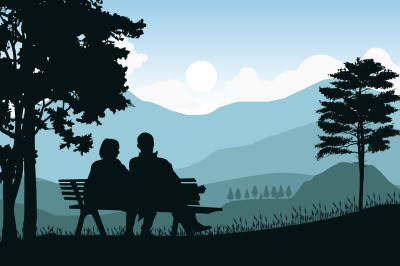 silhouette of couple in love, simple vector illustration