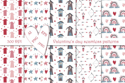Valentine&#039;s day digital paper - seamless patterns. Love digital paper