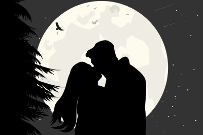 silhouette of couple in love, simple vector illustration