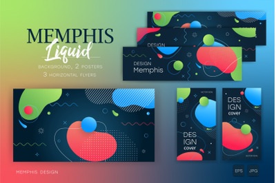 Memphis design with liquid elements.