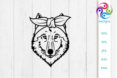 Wolf Bandana Svg, Wolf Scarf SVG