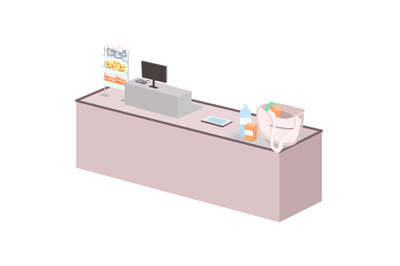 Cashier desk flat color vector object