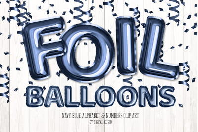 Navy Foil Balloon Alphabet Clipart