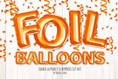 Orange Foil Balloon Alphabet Clipart