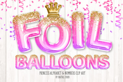 Princess Foil Balloon Alphabet Clipart