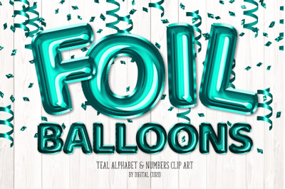 Teal Foil Balloon Alphabet Clipart