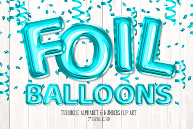 Turquoise Foil Balloon Alphabet Clipart