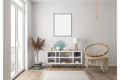 Interior scene artwork background frame mockup