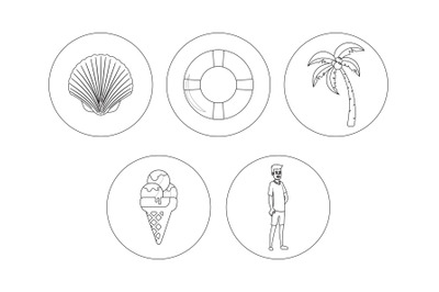 Beach Clam Outline Icon Bundle