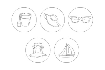 Beach Hat Outline Icon Bundle