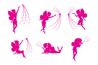 fairy silhouette collection&2C; simple vector illustration