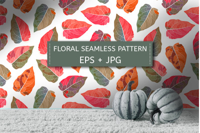 Colorful leaves. Seamless pattern.